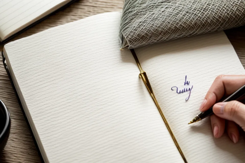Mano escribiendo palabras precisas en un cuaderno de notas personal