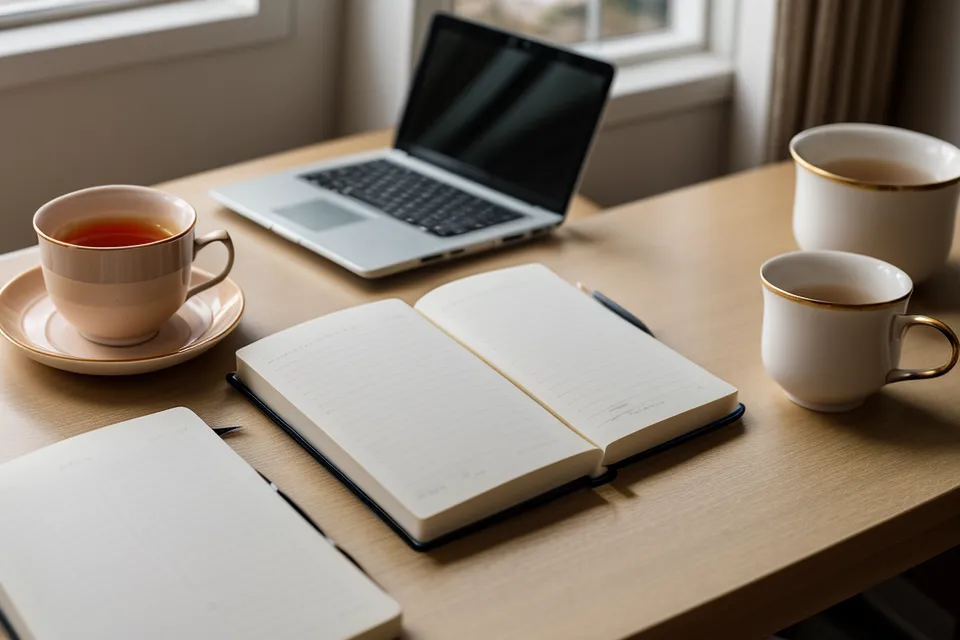 Detalle de una mano escribiendo en un cuaderno notas sobre desarrollo personal y hablar en público