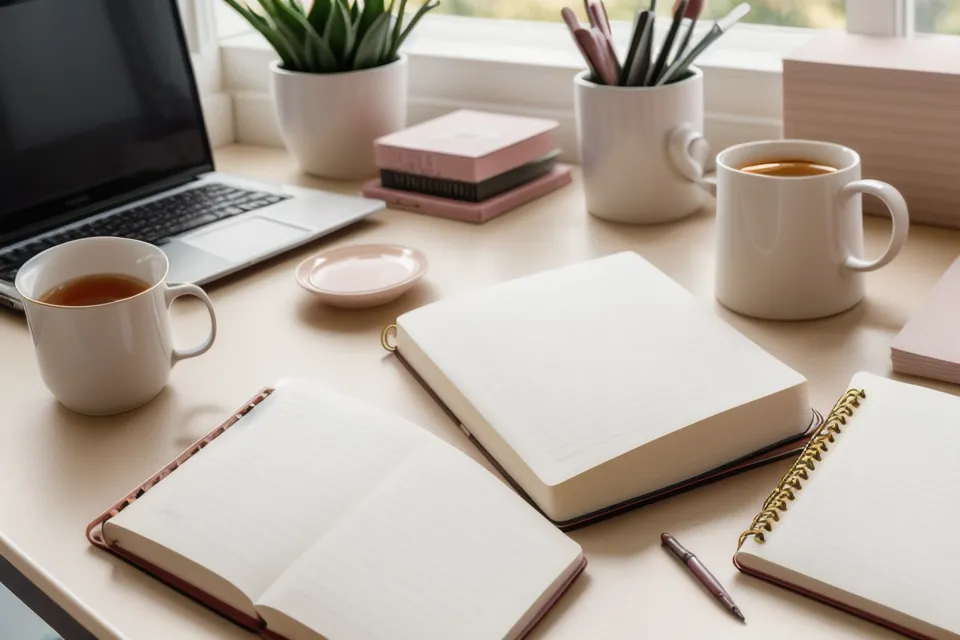 Mano escribiendo notas sobre comunicación remota y hablar en público en un cuaderno de práctica